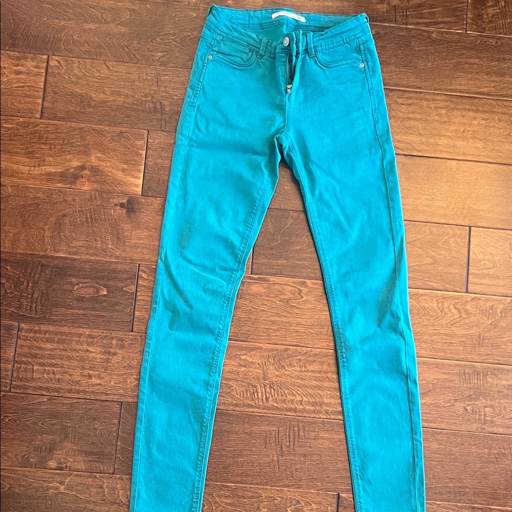 Zara Women's Turquoise Skinny Jeans